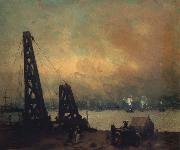 Robert Henri Derricks on the North River oil painting